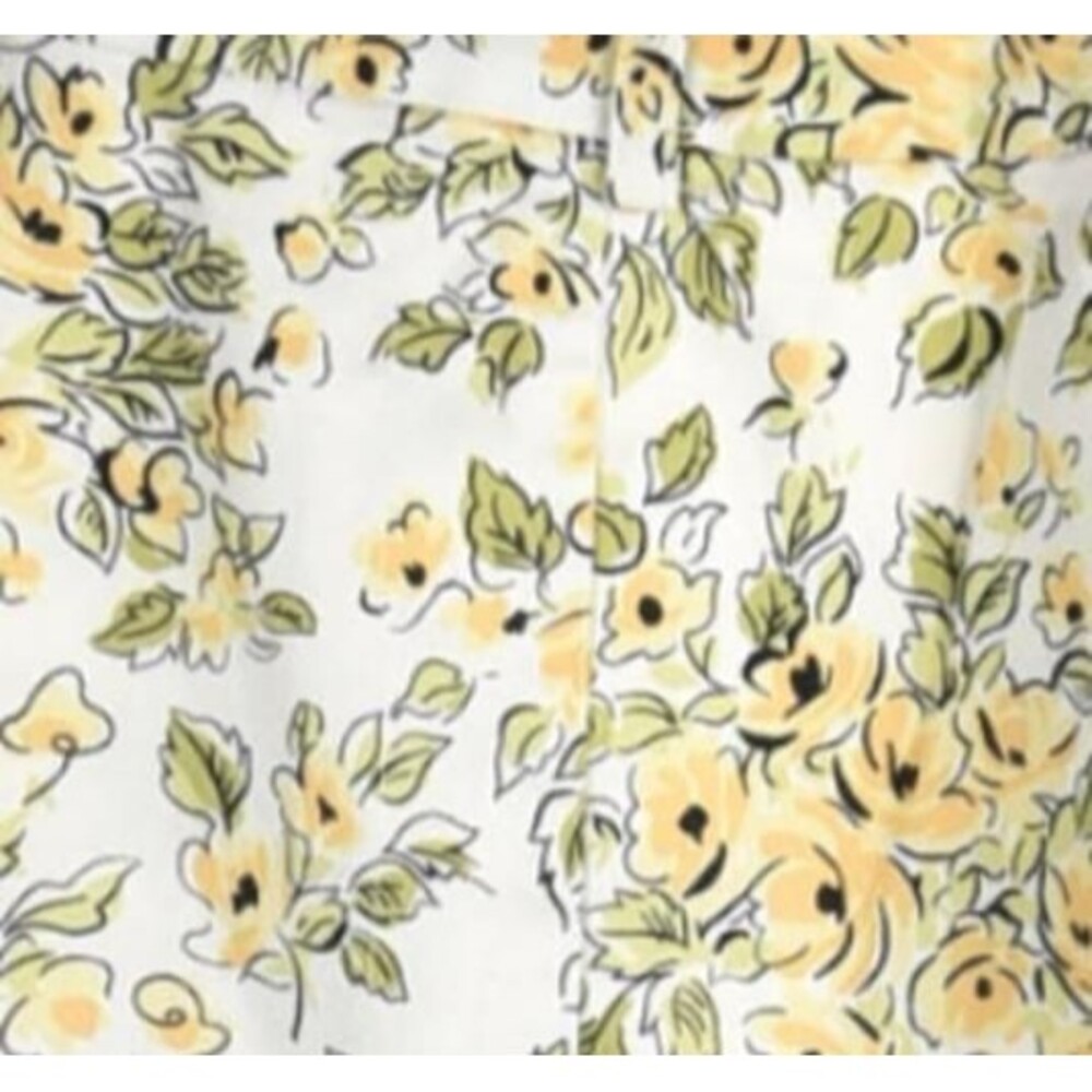 Ann Taylor Loft Twill Yellow Floral Pleated Skirt Size 2P - Picture 3 of 3